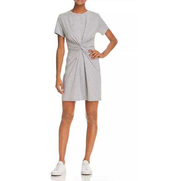 Theory Dresses & Skirts - Theory Womens Short Sleeve Twist Knot Tee Dress Gray Cotton S Minimalist Stretch